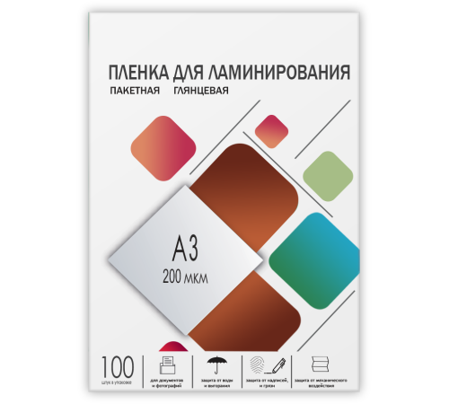 Пленка 303х426 (200 мик) 100 шт. Гелеос Пленка для ламинирования A3, 303х426 (200 мкм) глянцевая 100шт, ГЕЛЕОС [LPA3-200]