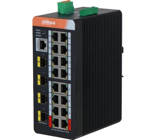 DAHUA DH-IS4420-16GT-240 16-портовый гигабитный управляемый коммутатор с PoE, промышленное исполнение, 16xRJ45 1Gb, 4xSFP 1Gb