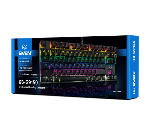 Механическая игровая клавиатура SVEN KB-G9150 (87кл., 12 Fn функций, подсветка) SVEN KB-G9150 (SV-017651) Механическая игровая клавиатура SVEN KB-G9150 (87кл., 12 Fn функций, подсветка) SVEN KB-G9150 (SV-017651)