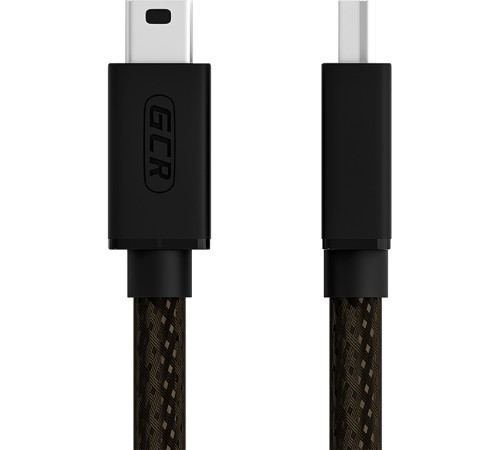 GCR Кабель PROF 1.0m USB 2.0, AM/mini 5P, черно-прозрачный, 28/24 AWG, экран, армированный, морозостойкий, GCR-51197 Greenconnect GCR-51197