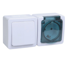 Iek EBGMP20-K03-31-54-EC БГб-22-31-ГПБд блок горизонтальный "выкл 1кл + розетка 1м с з/к" о/у  IP54 ГЕРМЕС PLUS (кл.бел./кр.дым.)