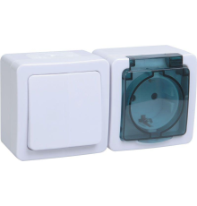 Iek EBGMP20-K03-31-54-EC БГб-22-31-ГПБд блок горизонтальный "выкл 1кл + розетка 1м с з/к" о/у  IP54 ГЕРМЕС PLUS (кл.бел./кр.дым.)