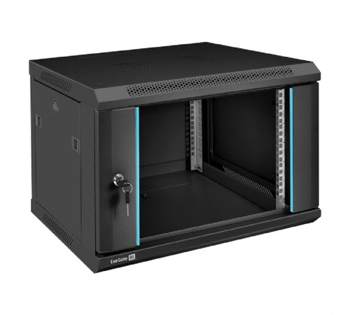 Exegate EX298605RUS Шкаф телекоммуникационный 19" настенный 6U ExeGate EC-WM-6U.450.G.BLACK (19”, 6U, 600x450x370mm (ШхГхВ), передняя дверь закаленное стекло, съемные боковые панели, пыле- и влагозащи