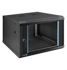 Exegate EX298606RUS Шкаф телекоммуникационный 19" настенный 6U ExeGate EC-WM-6U.600.G.BLACK (19”, 6U, 600x600x370mm (ШхГхВ), передняя дверь закаленное стекло, съемные боковые панели, пыле- и влагозащи
