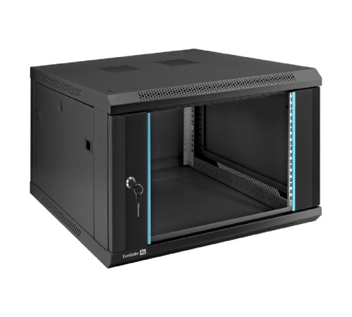 Exegate EX298606RUS Шкаф телекоммуникационный 19" настенный 6U ExeGate EC-WM-6U.600.G.BLACK (19”, 6U, 600x600x370mm (ШхГхВ), передняя дверь закаленное стекло, съемные боковые панели, пыле- и влагозащи