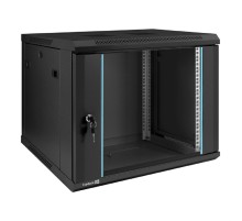 Exegate EX298607RUS Шкаф телекоммуникационный 19" настенный 9U ExeGate EC-WM-9U.450.G.BLACK (19”, 9U, 600x450x500mm (ШхГхВ), передняя дверь закаленное стекло, съемные боковые панели, пыле- и влагозащи