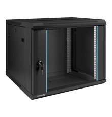 Exegate EX298607RUS Шкаф телекоммуникационный 19" настенный 9U ExeGate EC-WM-9U.450.G.BLACK (19”, 9U, 600x450x500mm (ШхГхВ), передняя дверь закаленное стекло, съемные боковые панели, пыле- и влагозащи