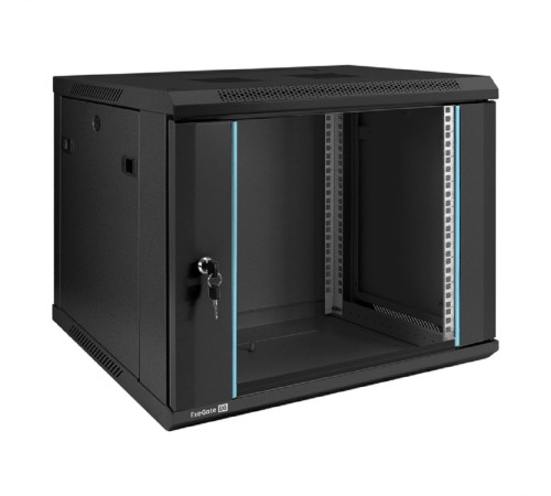 Exegate EX298607RUS Шкаф телекоммуникационный 19" настенный 9U ExeGate EC-WM-9U.450.G.BLACK (19”, 9U, 600x450x500mm (ШхГхВ), передняя дверь закаленное стекло, съемные боковые панели, пыле- и влагозащи