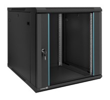 Exegate EX298610RUS Шкаф телекоммуникационный 19" настенный 12U ExeGate EC-WM-12U.600.G.BLACK (19”, 12U, 600x600x635mm (ШхГхВ), передняя дверь закаленное стекло, съемные боковые панели, пыле- и влагоз