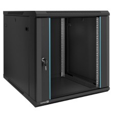 Exegate EX298610RUS Шкаф телекоммуникационный 19" настенный 12U ExeGate EC-WM-12U.600.G.BLACK (19”, 12U, 600x600x635mm (ШхГхВ), передняя дверь закаленное стекло, съемные боковые панели, пыле- и влагоз