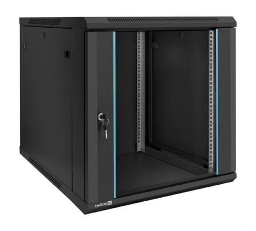 Exegate EX298610RUS Шкаф телекоммуникационный 19" настенный 12U ExeGate EC-WM-12U.600.G.BLACK (19”, 12U, 600x600x635mm (ШхГхВ), передняя дверь закаленное стекло, съемные боковые панели, пыле- и влагоз