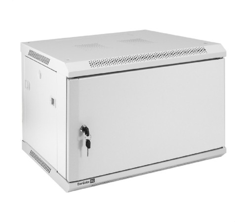 Exegate EX298611RUS Шкаф телекоммуникационный 19" настенный 6U ExeGate EC-WM-6U.450.M.GREY (19”, 6U, 600x450x370mm (ШхГхВ), передняя дверь металл, съемные боковые панели, пыле- и влагозащита IP23, све