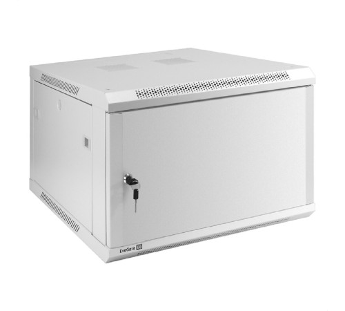 Exegate EX298612RUS Шкаф телекоммуникационный 19" настенный 6U ExeGate EC-WM-6U.600.M.GREY (19”, 6U, 600x600x370mm (ШхГхВ), передняя дверь металл, съемные боковые панели, пыле- и влагозащита IP23, све