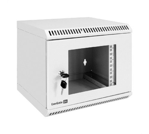 Exegate EX298623RUS Шкаф телекоммуникационный 10" настенный 6U ExeGate EC-WM-6U.280.G.GREY (10”, 6U, 350x280x287mm (ШхГхВ), передняя дверь закаленное стекло, пыле- и влагозащита IP23, светло-серый RAL