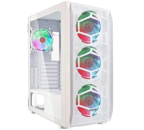 Ginzzu GL 390 боковая дверца закаленное стекло на петлях на магнитах, controller CRC10, 4* 12R6W FAN 12CM RGB Белый Ginzzu GL 390 боковая дверца закаленное стекло на петлях на магнитах, controller CRC10, 4* 12R6W FAN 12CM RGB Белый