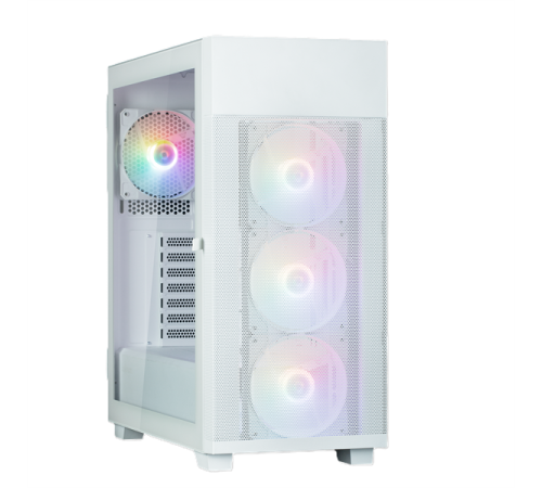 Корпус ZALMAN S5 NEO, ATX, WHITE, WINDOW, 2xCOMBO (3.5" or 2.5"), 4x2.5", 1xUSB2.0, 1xUSB3.1, FRONT 3x120mm FRGB, REAR 1x120mm FRGB