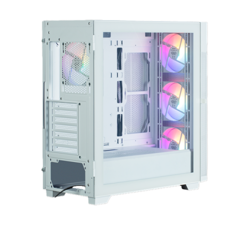 Корпус ZALMAN S5 NEO, ATX, WHITE, WINDOW, 2xCOMBO (3.5" or 2.5"), 4x2.5", 1xUSB2.0, 1xUSB3.1, FRONT 3x120mm FRGB, REAR 1x120mm FRGB