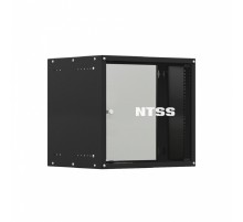 NTSS Шкаф настенный телекоммуникационный NTSS LIME 12U 550х450х635мм, 2 профиля 19, дверь стеклянная, боковые стенки несъемные, разобранный, черный RAL 9005 NTSS-WL12U5545GS-BL