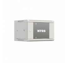 NTSS Шкаф настенный телекоммуникационный NTSS W 9U 600х450х500мм, 2 профиля 19, дверь стеклянная, боковые стенки съемные, задняя стенка, разобранный, серый RAL 7035 NTSS-W9U6045GS