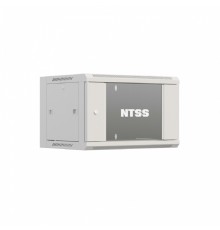 NTSS Шкаф настенный телекоммуникационный NTSS W 9U 600х450х500мм, 2 профиля 19, дверь стеклянная, боковые стенки съемные, задняя стенка, разобранный, серый RAL 7035 NTSS-W9U6045GS
