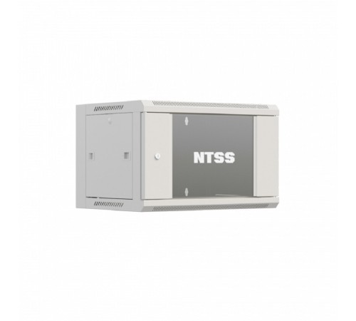 NTSS Шкаф настенный телекоммуникационный NTSS W 9U 600х450х500мм, 2 профиля 19, дверь стеклянная, боковые стенки съемные, задняя стенка, разобранный, серый RAL 7035 NTSS-W9U6045GS