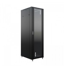 NTSS Шкаф напольный универсальный серверный NTSS R 18U 600х800мм, 4 профиля 19, двери стекло и сплошная металл, боковые стенки съемные, регулируемые опоры, разобранный, черный RAL 9005 NTSS-R18U6080GS