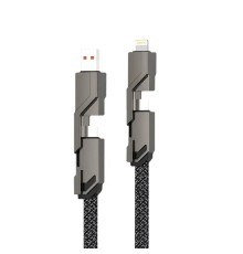 Кабель 4в1 USB-А – Type-C, Lightning – Type-C, 60Вт, 1м, в черной оплетке REXANT