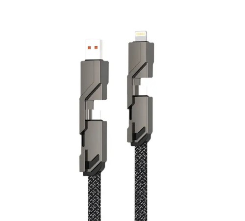 Кабель 4в1 USB-А – Type-C, Lightning – Type-C, 60Вт, 1м, в черной оплетке REXANT