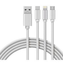 Кабель USB 3в1 Type-С (3A), Lightning (2,4A), micro USB (2A) 1м, ПВХ REXANT