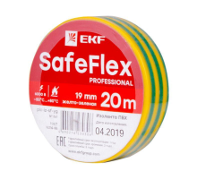 Изолента ПВХ 19мм (рул.20м) желт./зел. SafeFlex EKF plc-iz-sf-yg