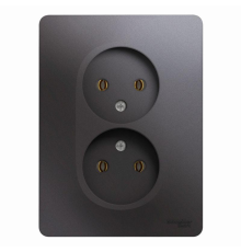 Systeme electric GSL001320 GLOSSA РОЗЕТКА двойная без заземления,16А, 250В, в сборе,ГРАФИТ