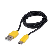 Гарнизон Кабель USB2.0 AM/Type-C, медь, желтые коннекторы, черный кабель, 1м, пакет(GCC-USB2-AMCM-1M-BY)