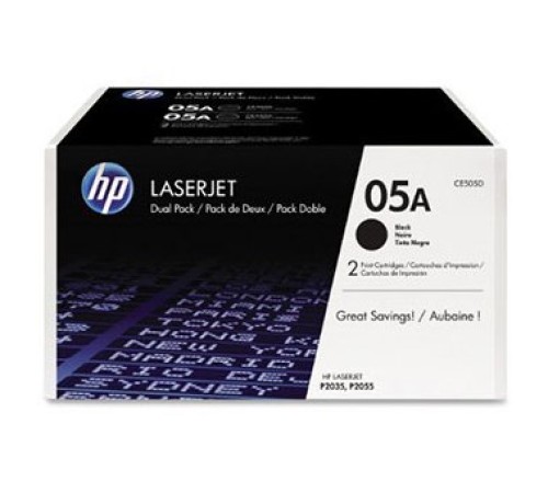 Картридж лазерный HP CE505D черный x2упак. (2300стр.) для HP LJ P2055/P2035/P2050 Картридж лазерный HP CE505D черный x2упак. (2300стр.) для HP LJ P2055/P2035/P2050