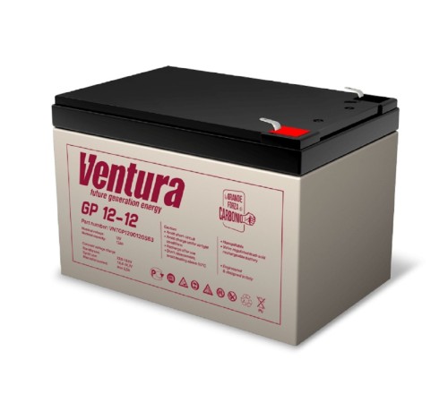 Ventura Аккумуляторная батарея GP 12-12 12V/12Ah {клемма S63, ДхШхВ 151х98х100мм, масса 3,45 кг, срок службы 6-9 лет} Ventura Аккумуляторная батарея GP 12-12 12V/12Ah {клемма S63, ДхШхВ 151х98х100мм, масса 3,45 кг, срок службы 6-9 лет}