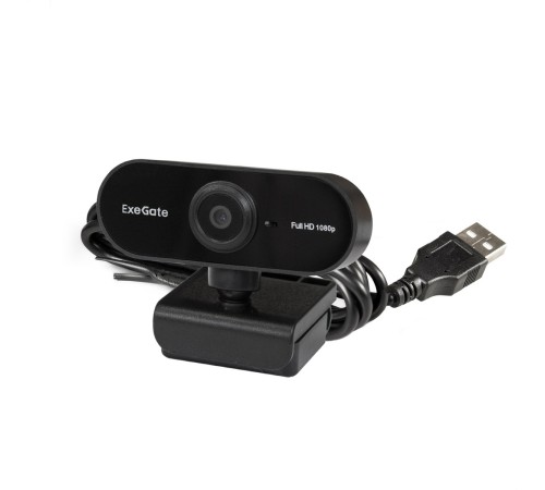 ExeGate Stream C925 Full HD (2Мп, 1920х1080, 1080P, 30fps, поддержка H.264, фиксированный фокус, 4-линзовый объектив, микрофон с шумоподавлением, универсальное крепление, USB, кабель 1,5 м