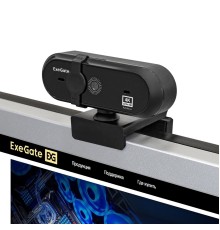 ExeGate Stream HD-4000 4K UHD AF (8Мп, 3840x2160, 30fps, H.264, автоматический фокус, защитная шторка, 4-линзовый объектив (стекло), стерео микрофон с шумоподавлением, универсальное крепление, USB, ка