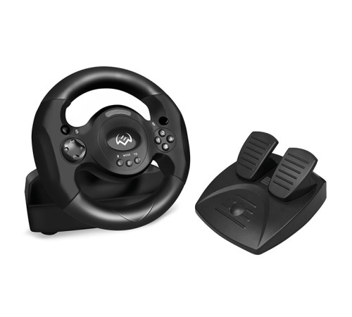 Руль SVEN GC-W300 (педали, вибро, лепестки, D-pad, 10 кл, резин. вставки, PC, цифр. и аналог.) SVEN GC-W300 (SV-017934)