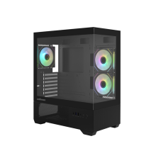 Корпус ZALMAN CHRONIX, ATX, BLACK, WINDOW, 1xCombo (3.5’’ or 2.5’’), 1x3.5’’HDD, 2x2.5’’SSD, 1xUSB2.0, 1xUSB3.0, 1xUSB Type-C, SIDE 2x120mm ARGB, REAR 1x120mm ARGB