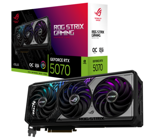 Видеокарта Asus PCI-E nVidia GeForce RTX 5070 12G ROG STRIX OC EDITION (12Gb/GDDR7/192 bit/DP, HDMI) RTL (ROG-STRIX-RTX5070-O12G-GAMING) Видеокарта Asus PCI-E nVidia GeForce RTX 5070 12G ROG STRIX OC EDITION (12Gb/GDDR7/192 bit/DP, HDMI) RTL (ROG-STRIX-RTX5070-O12G-GAMING)