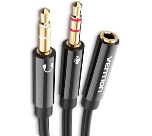 Переходник-разветвитель Vention гибкий Jack 3.5 mm F 4 pin/Jack 3.5 mm M x 2 (OMTP-CTIA) - 0.3м Переходник-разветвитель Vention гибкий Jack 3.5 mm F 4 pin (BHDBY)