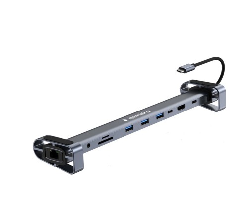 Gembird Док-станция Type-C,10 в 1:3xUSB3.1, PD87W, Jack, SD/TF, HDMI, RJ45, Type-C, кабель14см (UHB-D5)