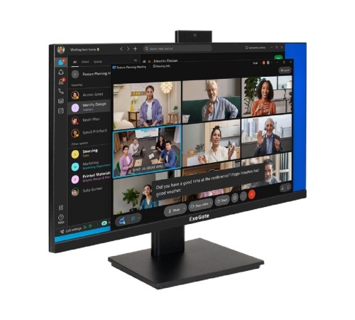 Монитор со встроенной веб-камерой и аудио выходом 23.8" ExeGate SuperView EA2400A (IPS LED Grade A+, FHD, 1920x1080@75Гц, 16:9, 250cd/m2, 1000:1, 178°/178°, 5ms, D-Sub, HDMI, audio-out, FHD веб-камера 2MP, микрофон, Flicker-free, Low Blue Light, кабе