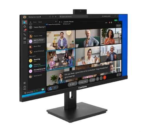 Монитор со встроенной веб-камерой и аудио 27" WQHD ExeGate SuperView EA2707CA (IPS LED Grade A+, 2560x1440@75Гц (WQHD), 16:9, 250cd/m2, 1000:1, 178°/178°, 5ms, Speakers, HDMI2.0, DisplayPort, USB, audio-out, FHD веб-камера 2MP, микрофон, Flicker-free