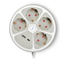 RITMIX RM-341C White Сетевой фильтр, удлинитель {4 евророзетки 16A, 1 USB-A, 1 USB-C, суммарно до 2.4А, 3 м, евровилка с заземлением } {80004157}