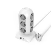 TESSAN TPS02-DE-C Сетевой фильтр с 12 розетками 220В, 2 USB-A портами, 1 USB-C портом и переключателем {80004242}