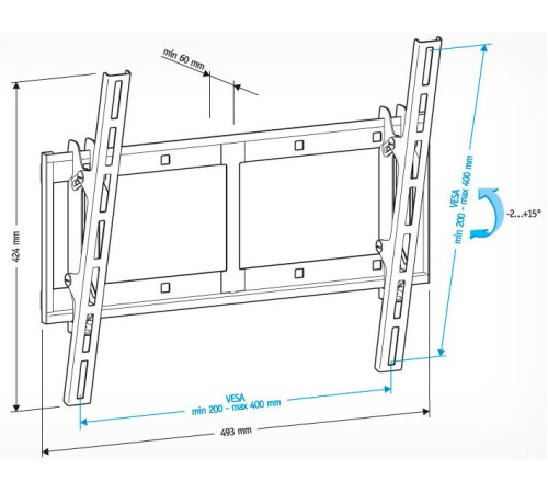 Кронштейн для телевизора Holder LCD-T4609 черный 32"-65" макс.60кг настенный наклон Кронштейн для телевизора Holder LCD-T4609 черный 32"-65" макс.60кг настенный наклон