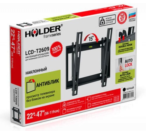 Кронштейн для телевизора Holder LCD-T2609 черный 22"-47" макс.40кг настенный наклон Кронштейн для телевизора Holder LCD-T2609 черный 22"-47" макс.40кг настенный наклон
