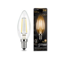 GAUSS 103801105 Светодиодная лампа LED Filament Свеча E14 5W 420lm 2700К 1/10/50