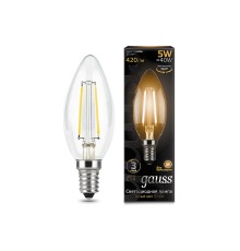 GAUSS 103801105 Светодиодная лампа LED Filament Свеча E14 5W 420lm 2700К 1/10/50