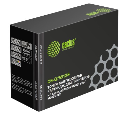 Картридж лазерный Cactus CS-Q7551XS Q7551X черный (13000стр.) для HP LJ P3005/M3027/M3035
